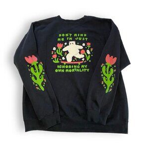 Ignoring My Own Mortality Unisex Crewneck Sweatshirt Skateboarding Bear XL Black